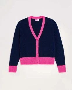 Best FROM FUTURE Pull Cardigan Bicolore Leger Navy