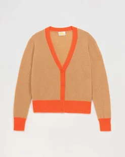 Hot FROM FUTURE Pull Cardigan Bicolore Leger Camel