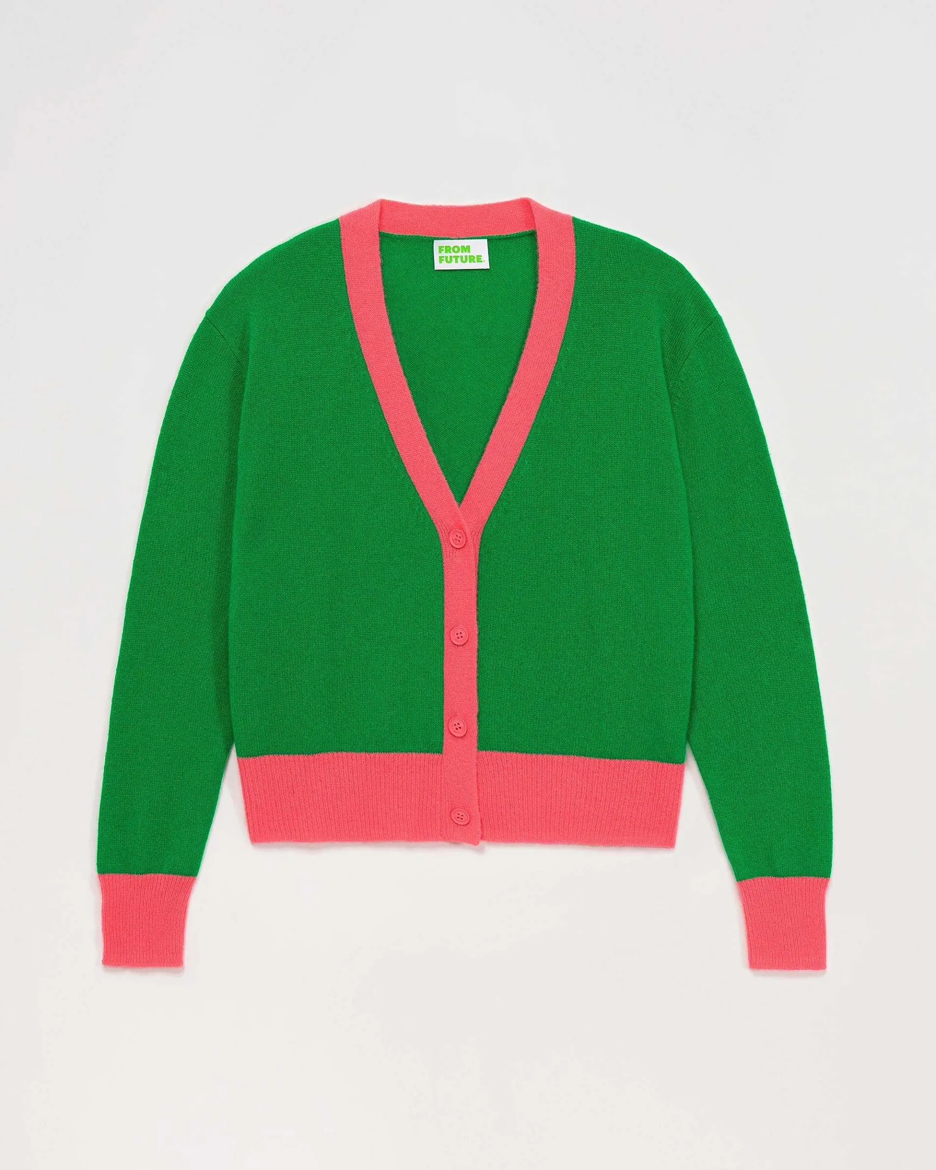 Clearance FROM FUTURE Pull Cardigan Bicolore Leger Vert Gazon
