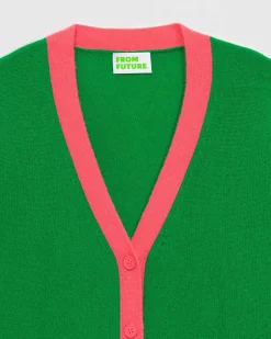 Clearance FROM FUTURE Pull Cardigan Bicolore Leger Vert Gazon