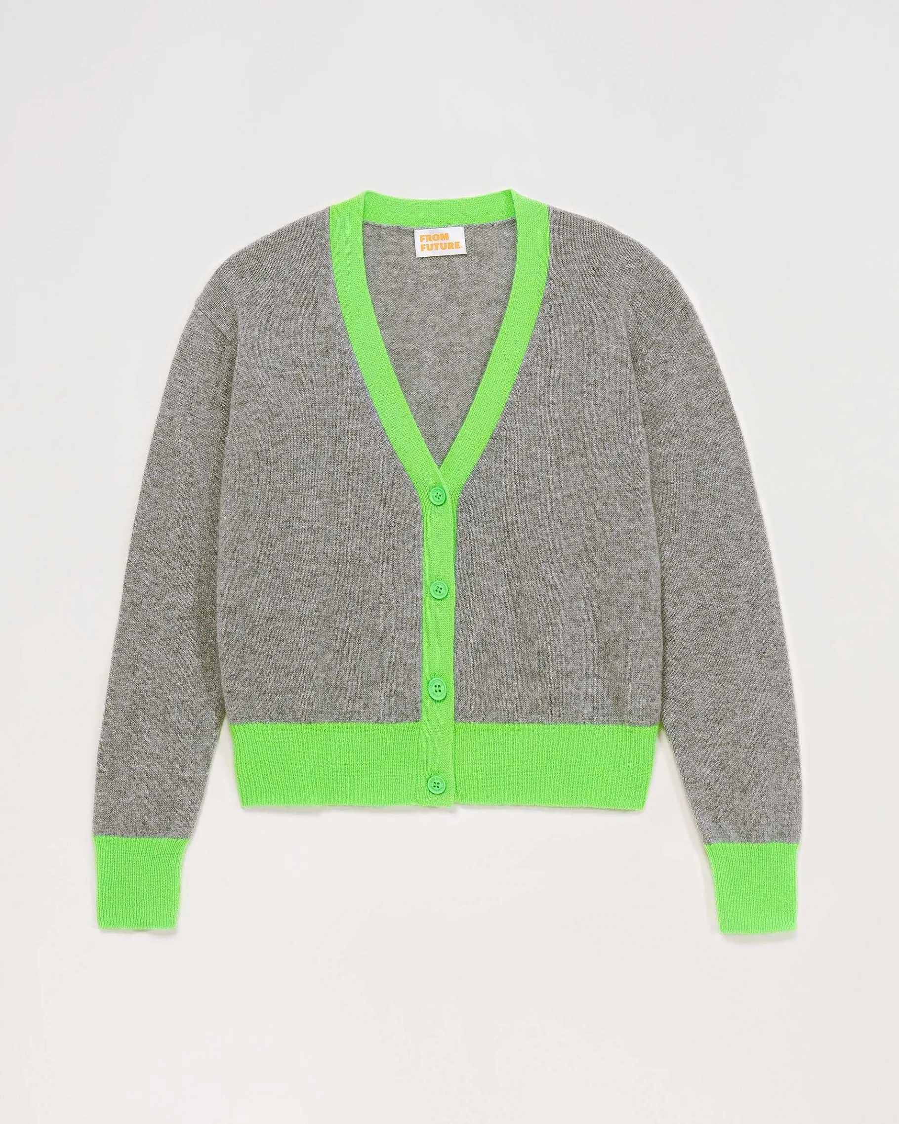 Best FROM FUTURE Pull Cardigan Bicolore Leger Gris Chine Fonce
