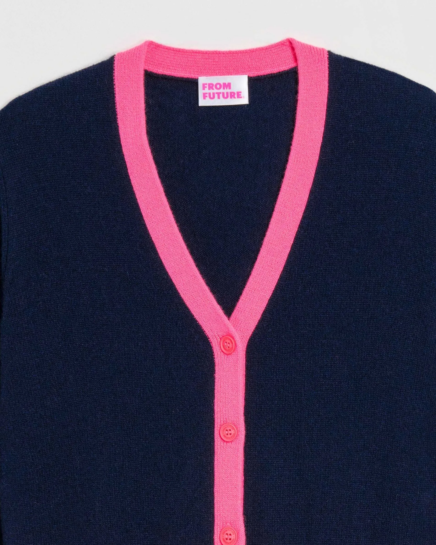 Best FROM FUTURE Pull Cardigan Bicolore Leger Navy