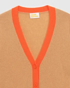 Hot FROM FUTURE Pull Cardigan Bicolore Leger Camel