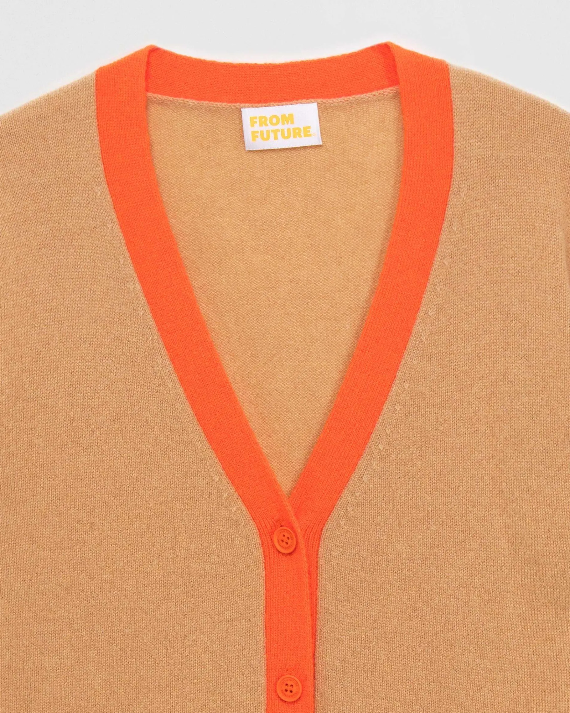 Hot FROM FUTURE Pull Cardigan Bicolore Leger Camel