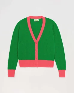 Clearance FROM FUTURE Pull Cardigan Bicolore Leger Vert Gazon