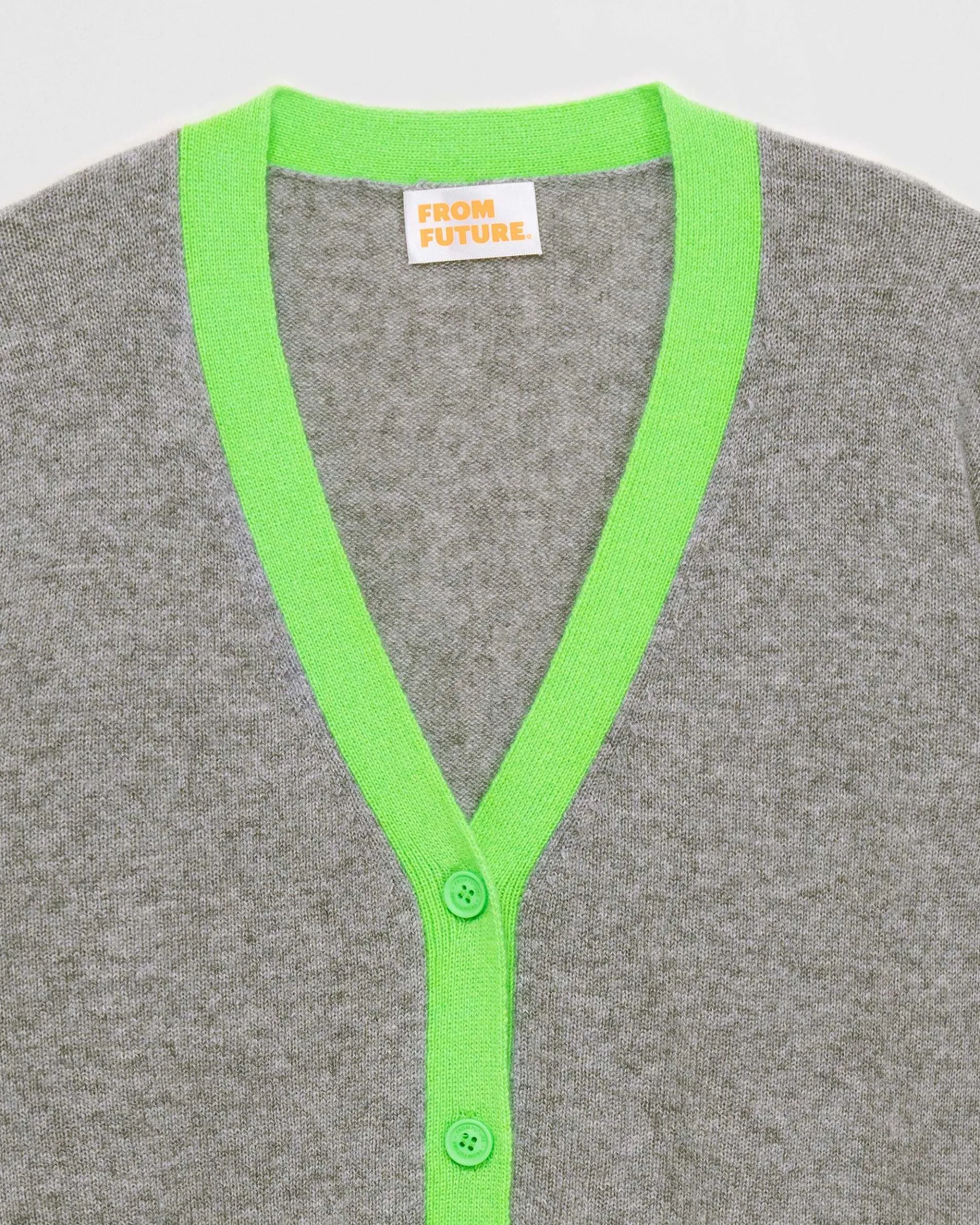 Discount FROM FUTURE Pull Cardigan Bicolore Leger Gris Chine Fonce
