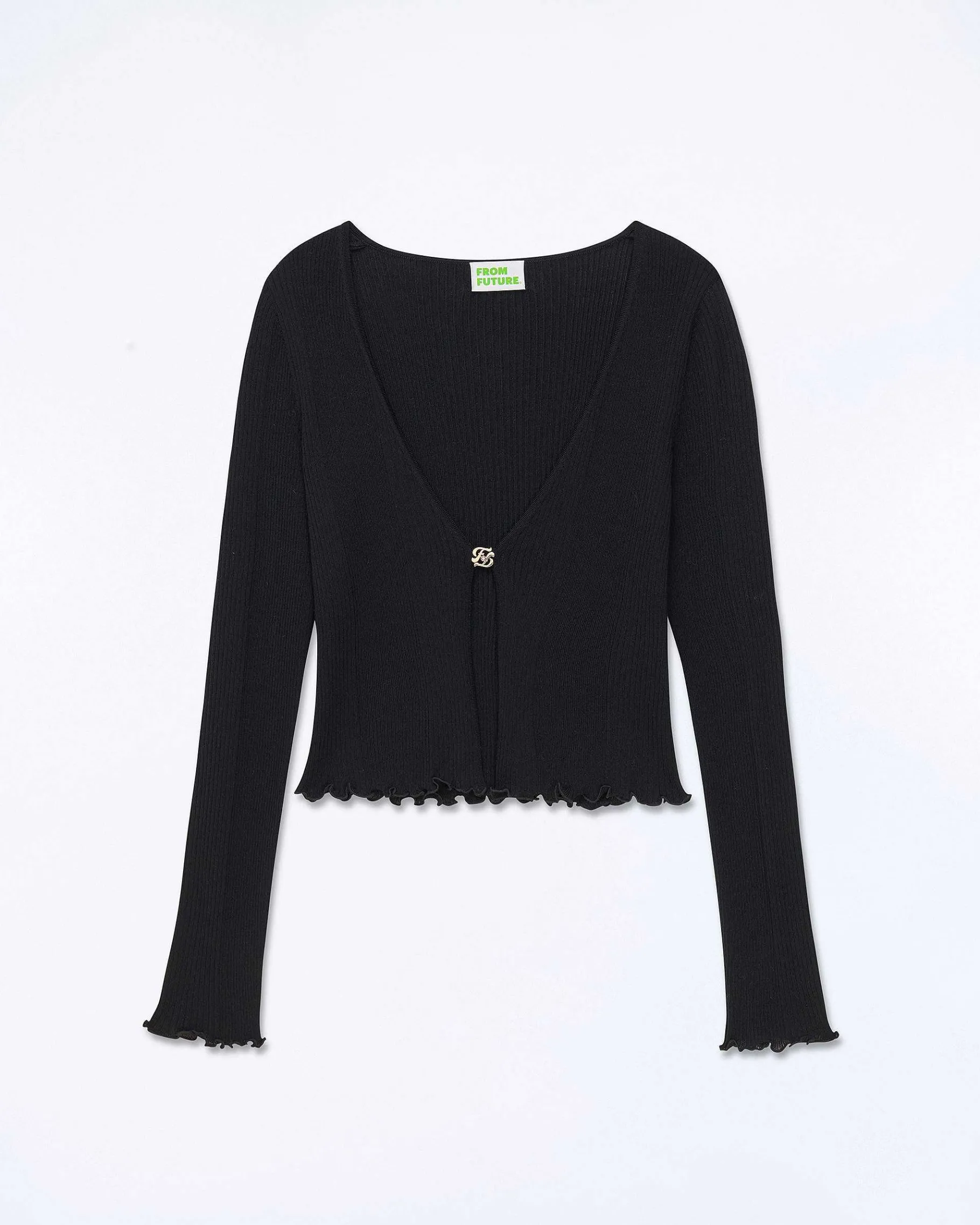Outlet FROM FUTURE Pull Cardigan Bijou Point Bourdon Noir