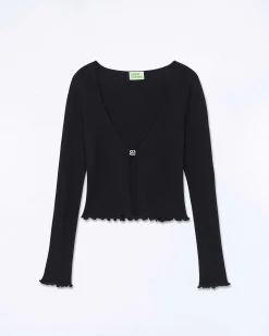 Clearance FROM FUTURE Pull Cardigan Bijou Point Bourdon Noir