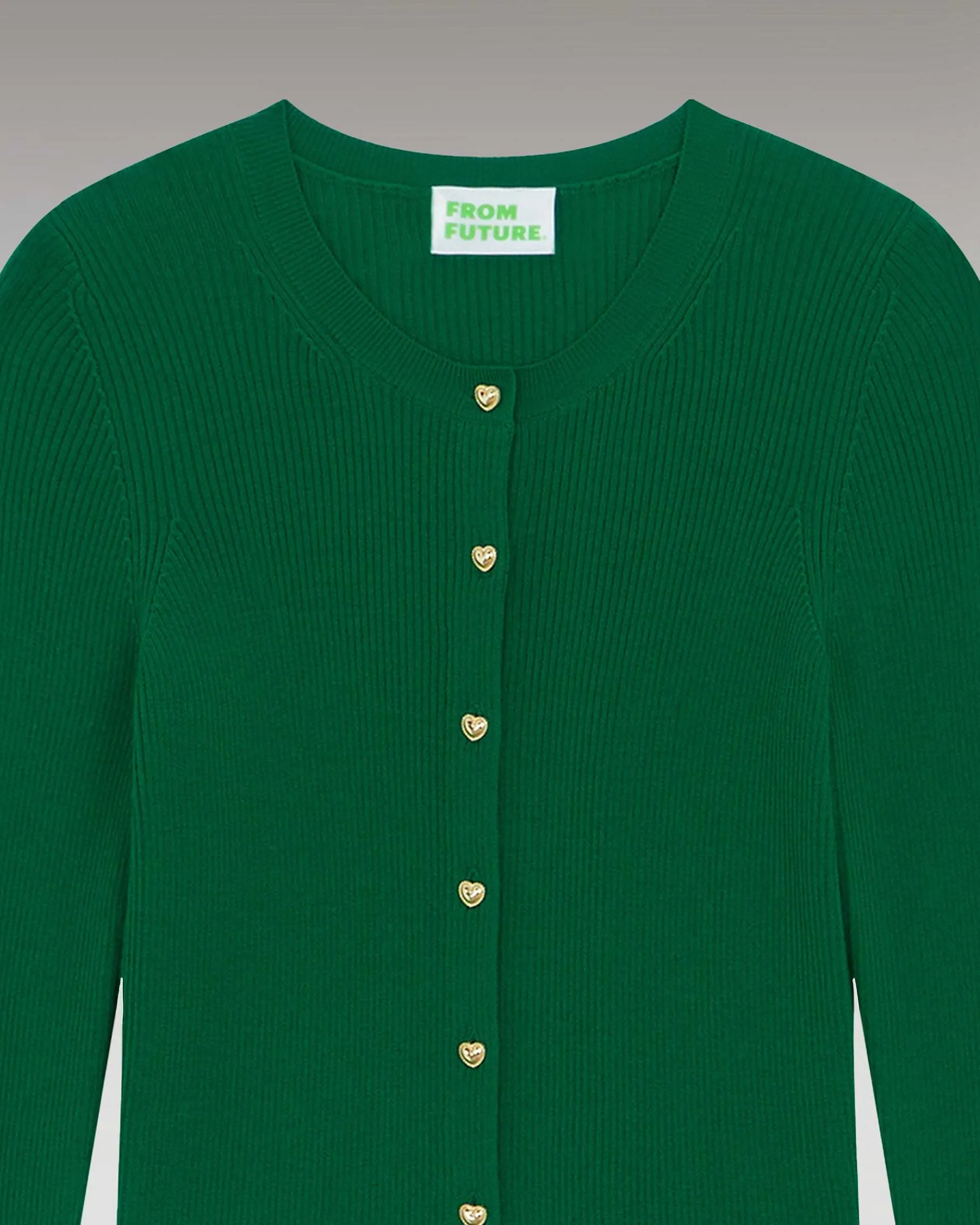 Hot FROM FUTURE Pull Cardigan Boutons Bijoux Forest Green