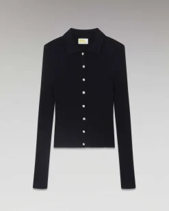 Best FROM FUTURE Pull Cardigan Boutons Bijoux Navy