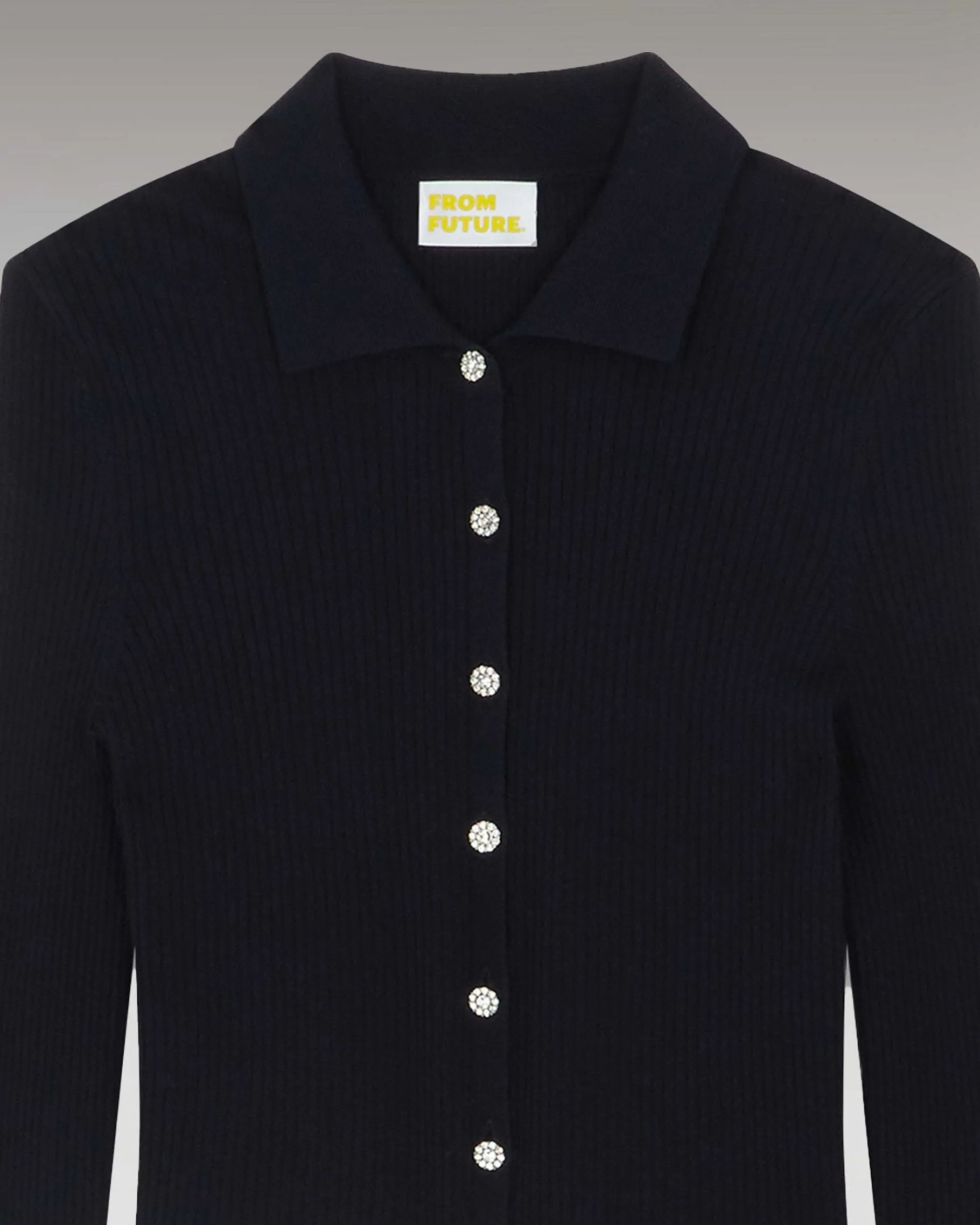 Best FROM FUTURE Pull Cardigan Boutons Bijoux Navy