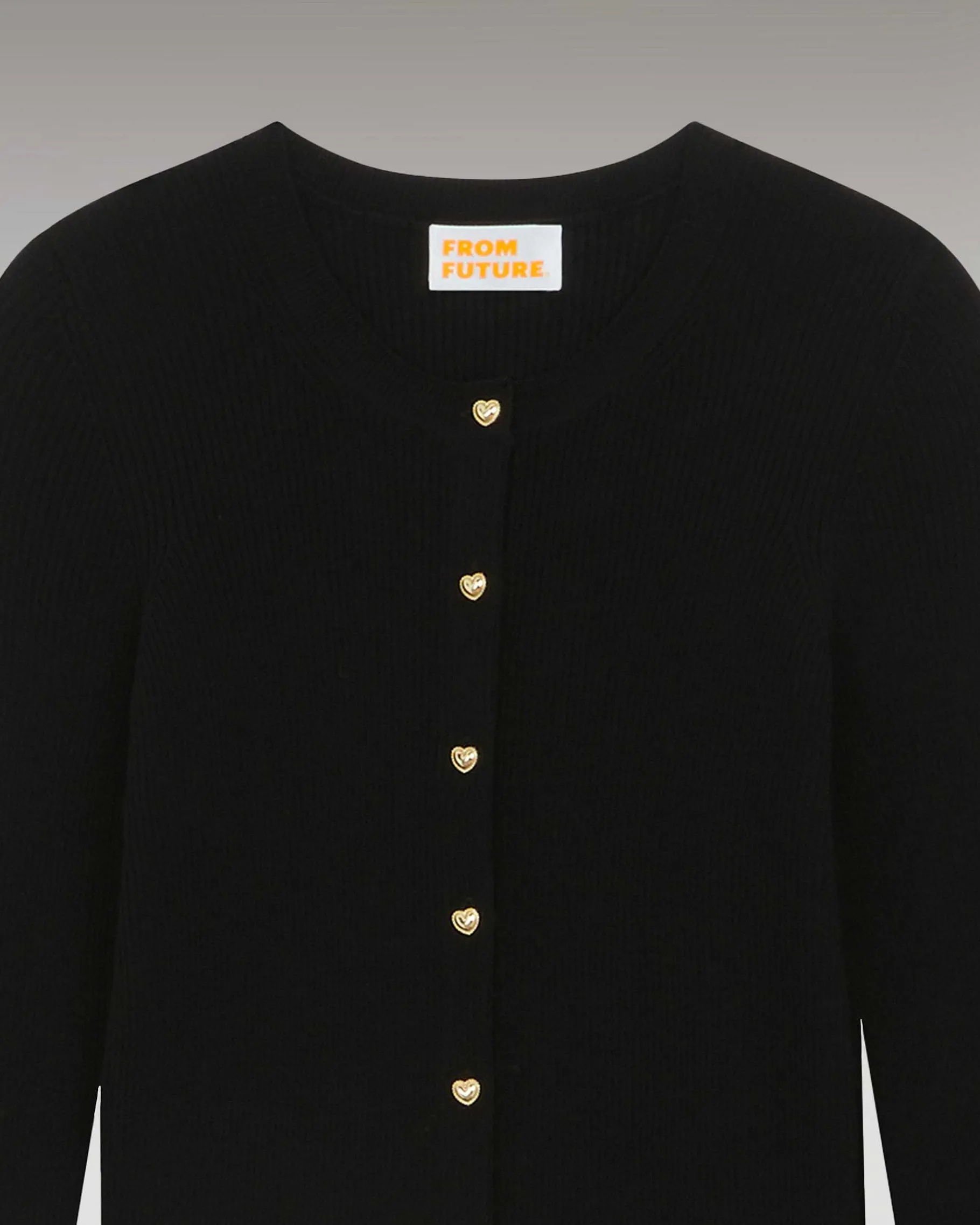 FROM FUTURE Pull Cardigan Boutons Bijoux Noir