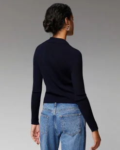 Hot FROM FUTURE Pull Cardigan Boutons Bijoux Navy