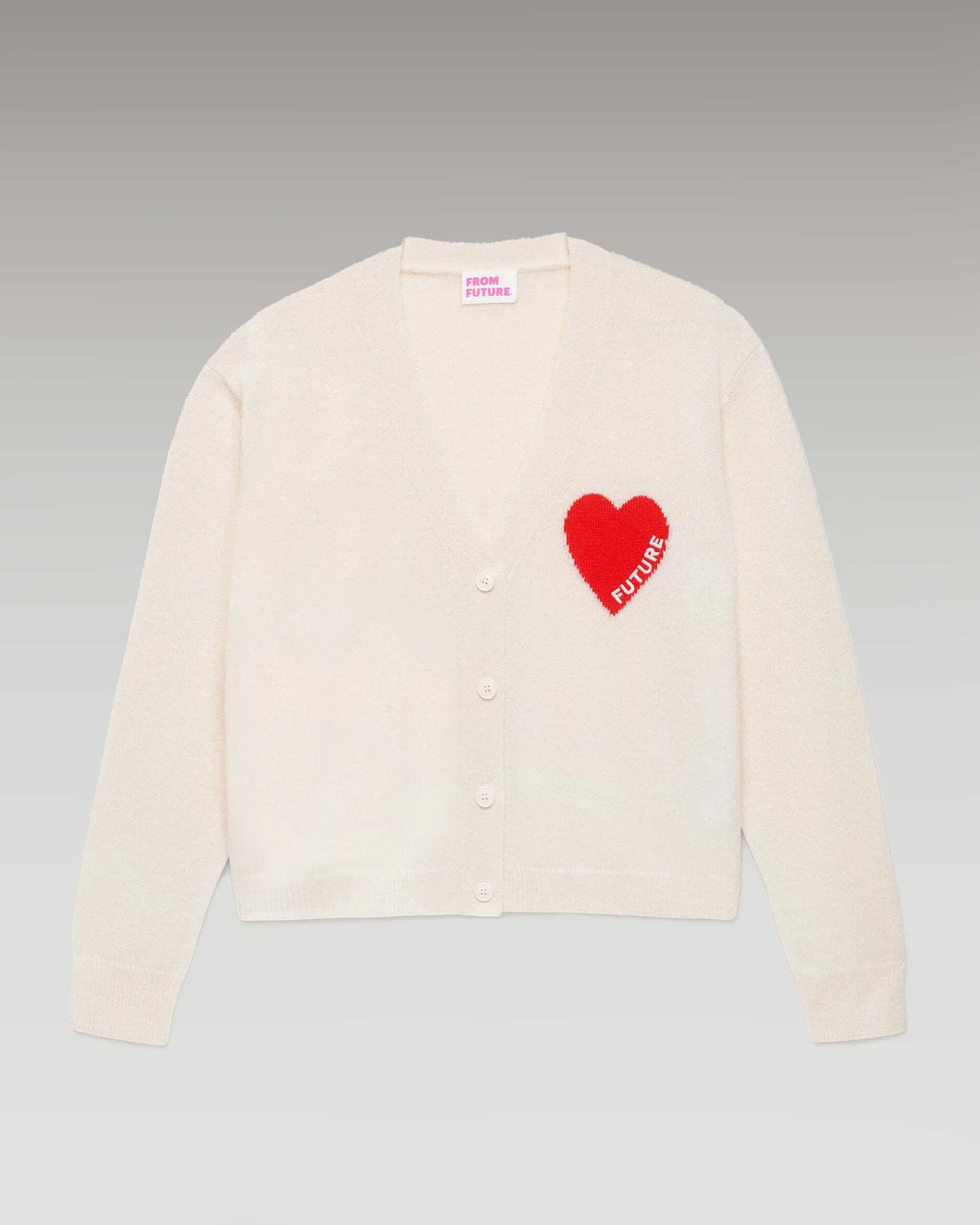 Online FROM FUTURE Pull Cardigan Coeur Leger Ecru