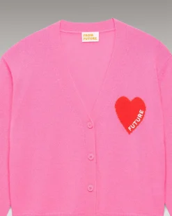 Sale FROM FUTURE Pull Cardigan Coeur Leger Party Pink
