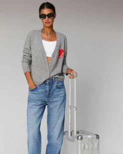 Online FROM FUTURE Pull Cardigan Coeur Leger Ecru