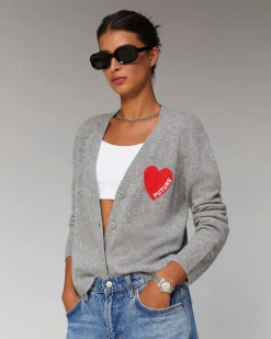 Outlet FROM FUTURE Pull Cardigan Coeur Leger Navy