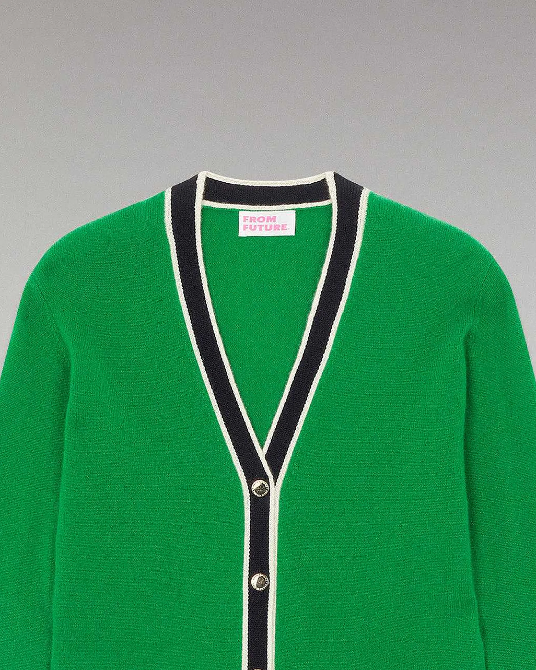 Sale FROM FUTURE Pull Cardigan Leger Vert Gazon