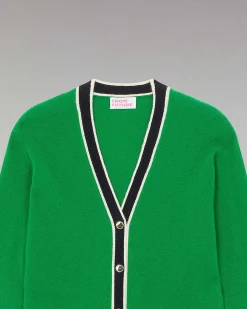 New FROM FUTURE Pull Cardigan Leger Vert Gazon