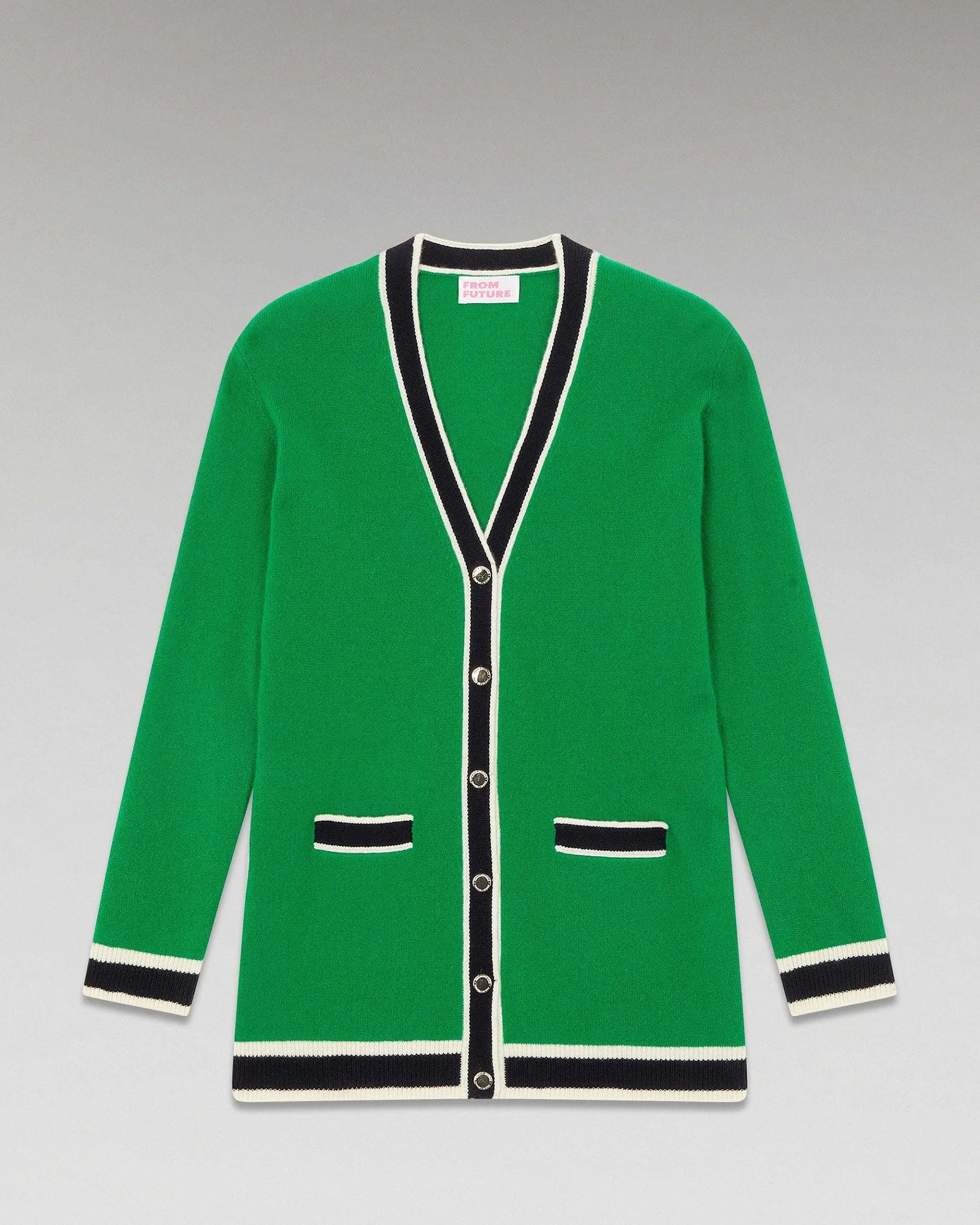 New FROM FUTURE Pull Cardigan Leger Vert Gazon