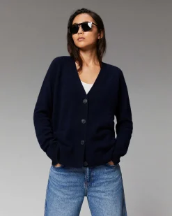 Outlet FROM FUTURE Pull Cardigan Manches Raglan Navy