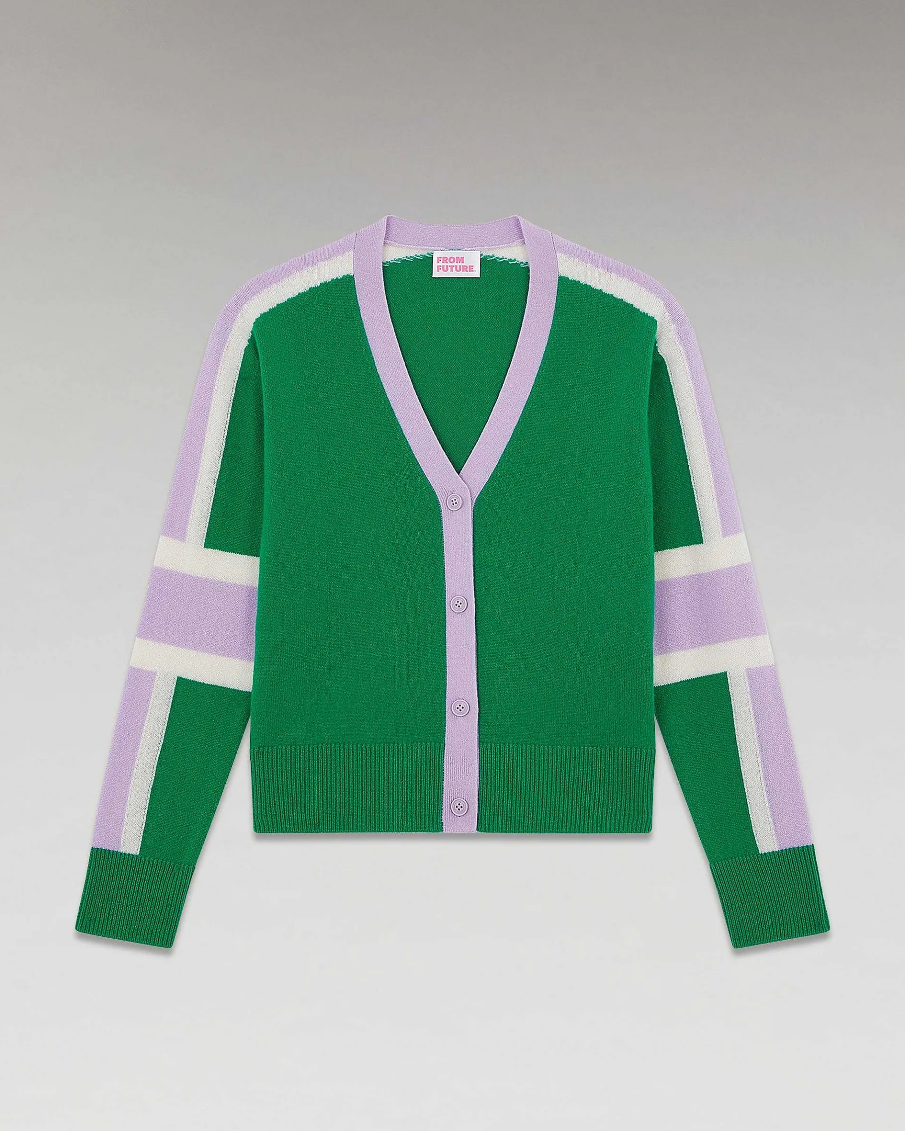 Best FROM FUTURE Pull Cardigan Manches Tricolore Leger Winter Green