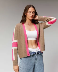 Best FROM FUTURE Pull Cardigan Manches Tricolore Leger Winter Green