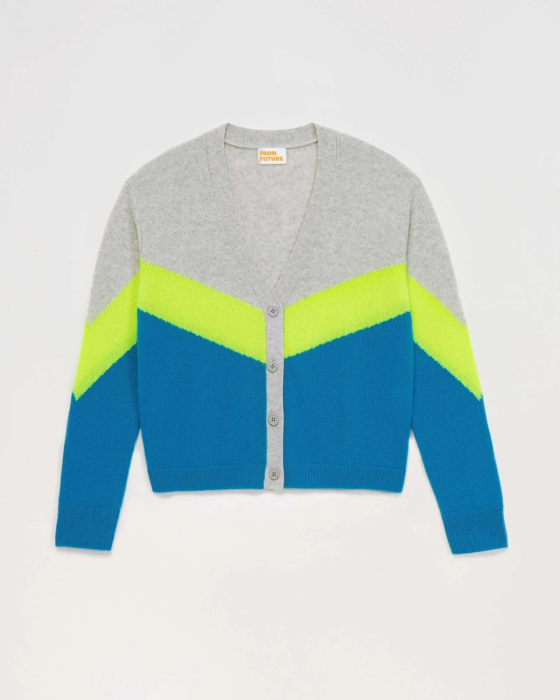 Hot FROM FUTURE Pull Cardigan Tricolore Leger Power Blue