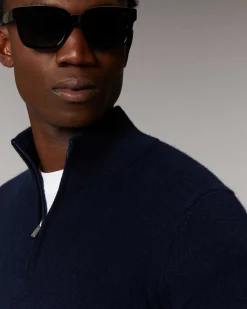 Online FROM FUTURE Pull Col Camionneur Basique Navy