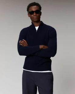 Online FROM FUTURE Pull Col Camionneur Basique Navy