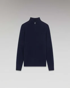 New FROM FUTURE Pull Col Camionneur Basique Navy