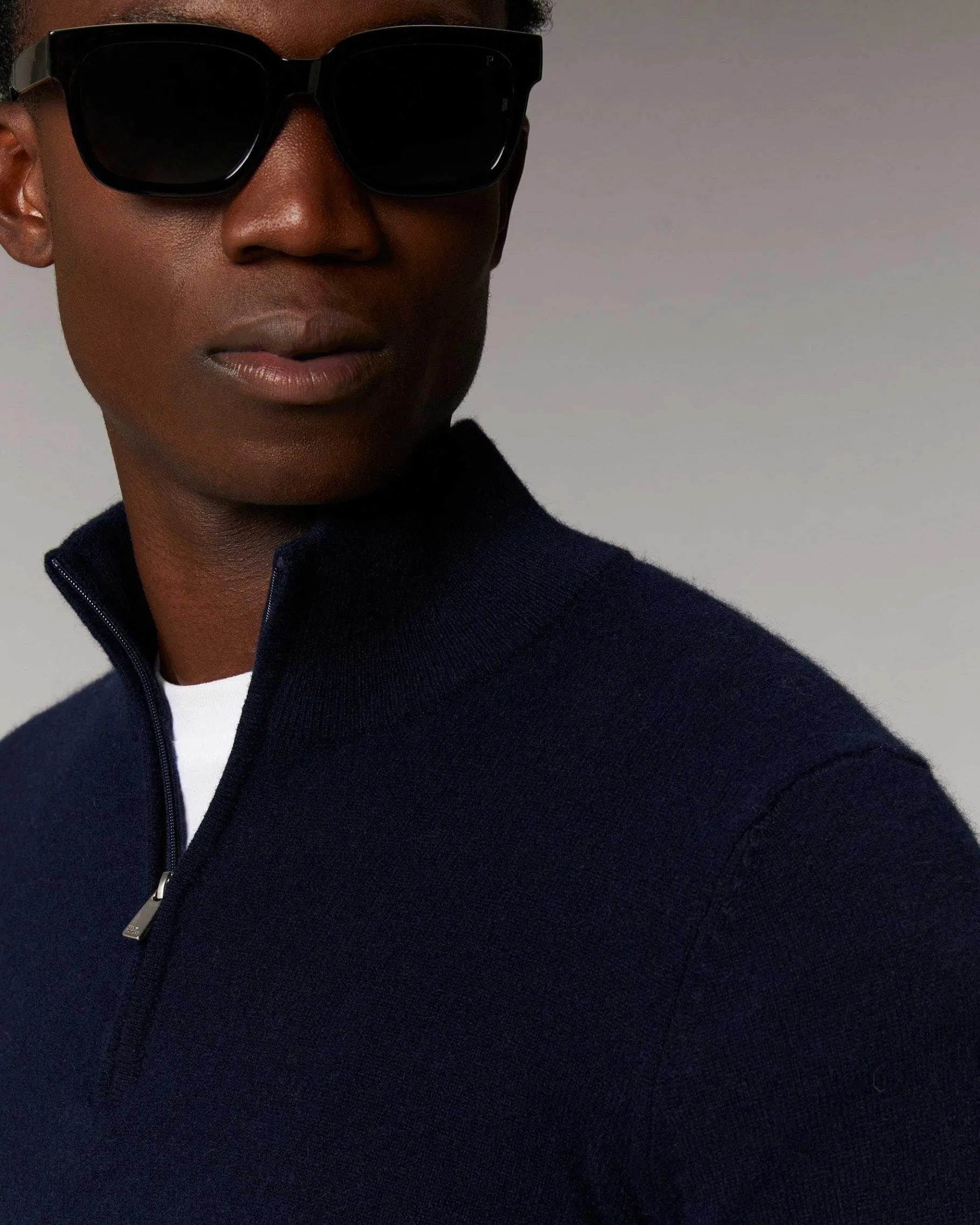 New FROM FUTURE Pull Col Camionneur Basique Navy