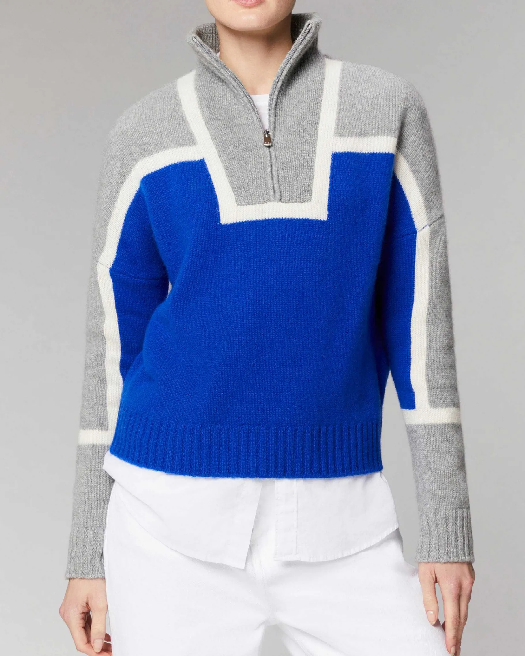 Discount FROM FUTURE Pull Col Camionneur Bicolore Pop Blue