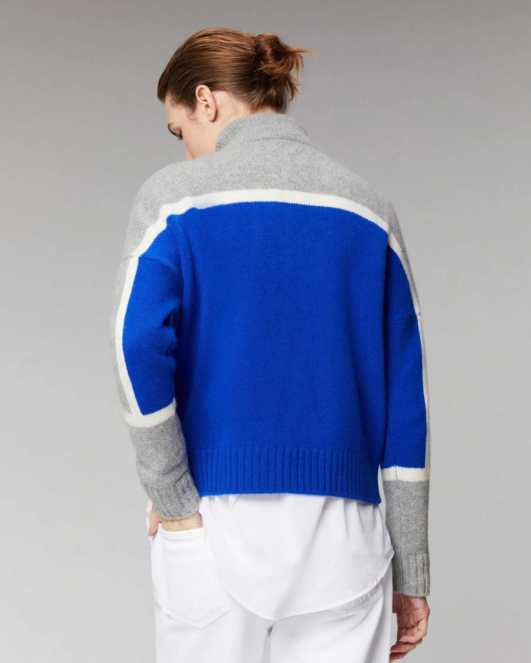 Discount FROM FUTURE Pull Col Camionneur Bicolore Pop Blue