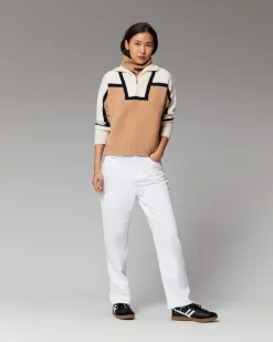 Hot FROM FUTURE Pull Col Camionneur Bicolore Navy