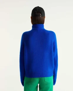 Online FROM FUTURE Pull Col Camionneur Epais Pop Blue