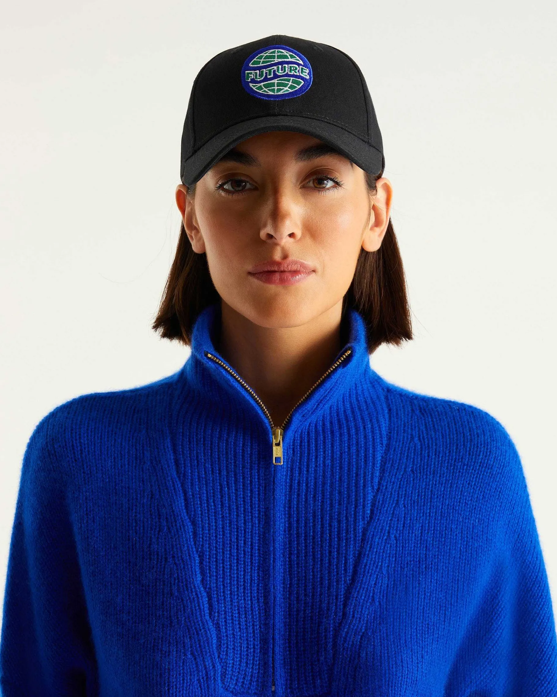 Online FROM FUTURE Pull Col Camionneur Epais Pop Blue