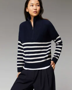 Sale FROM FUTURE Pull Col Camionneur Mariniere Navy