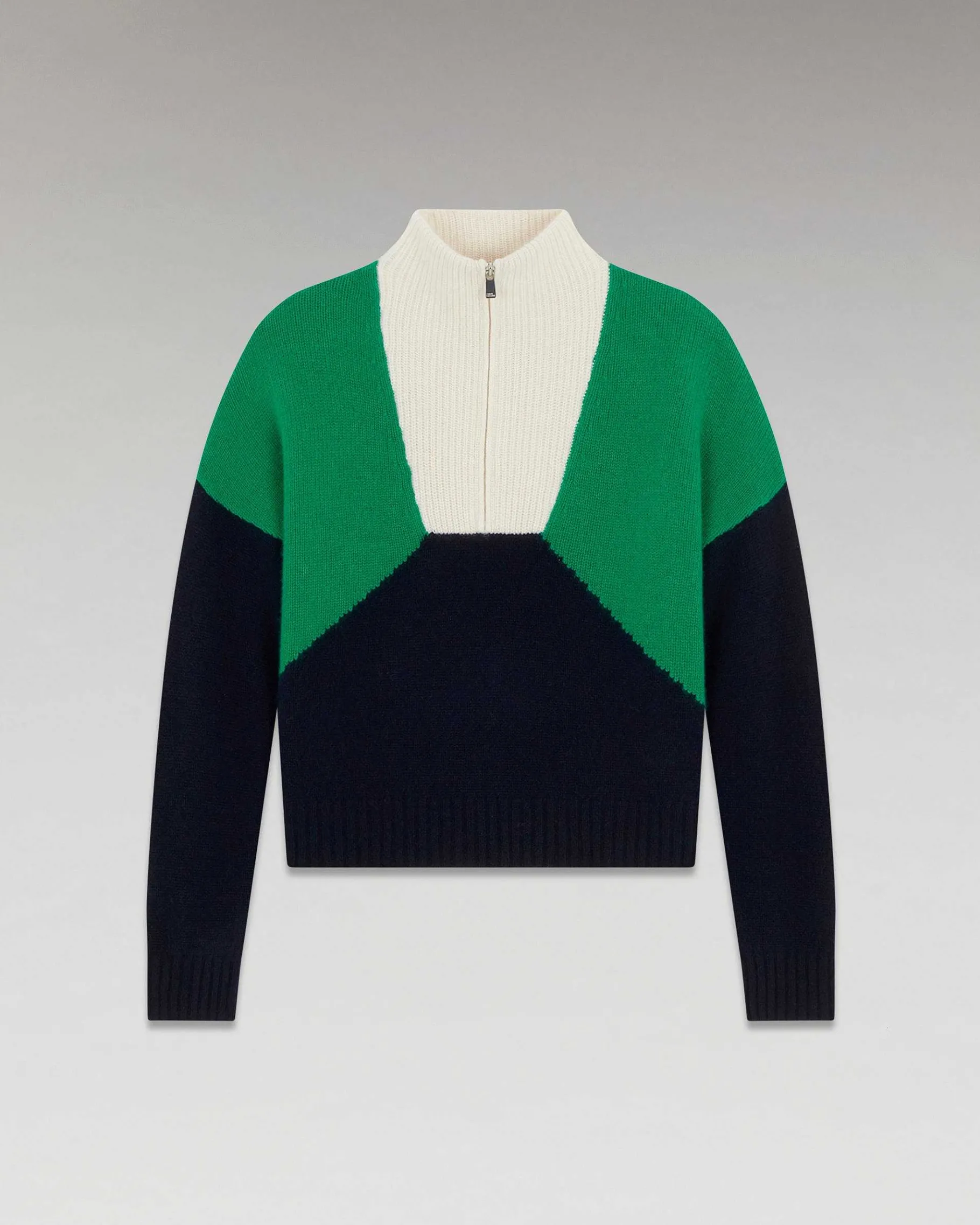 New FROM FUTURE Pull Col Camionneur Tricolore Navy