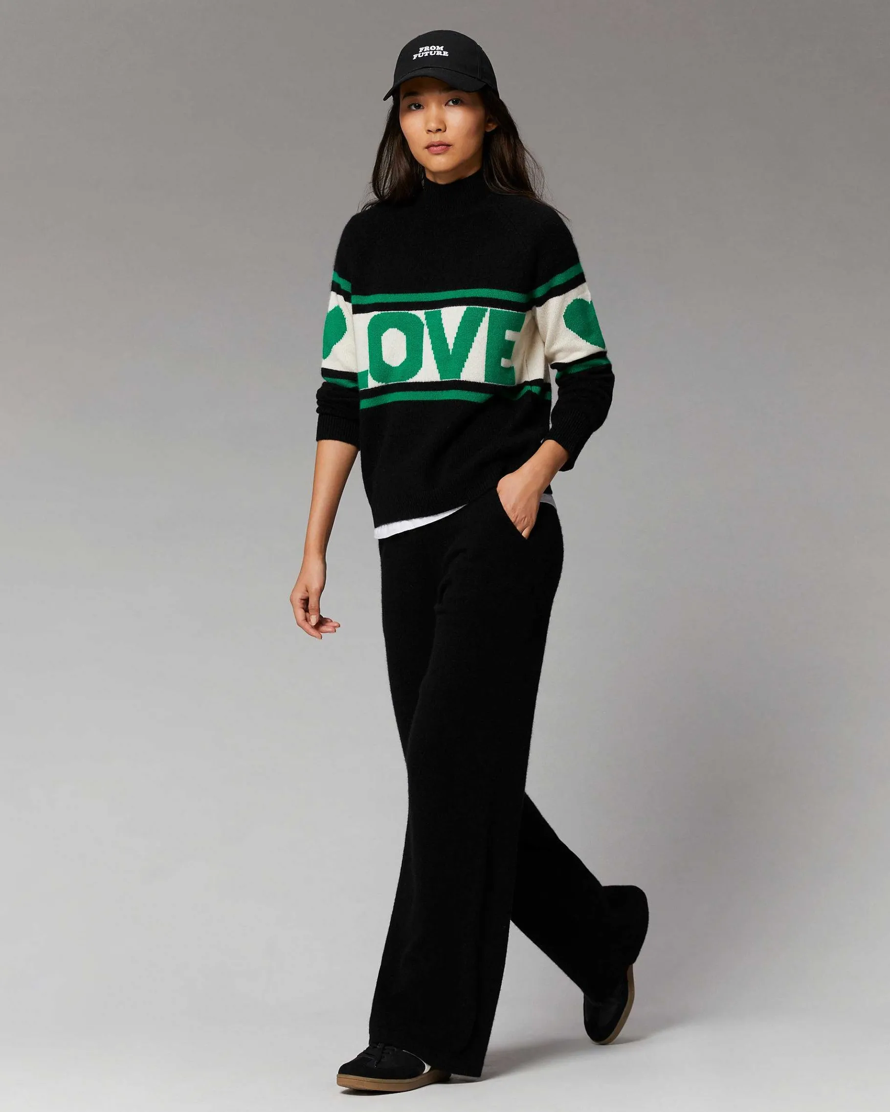 Discount FROM FUTURE Pull Col Montant Bande Love Noir