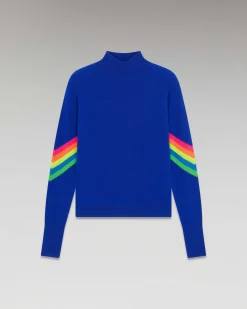 Online FROM FUTURE Pull Col Montant Bandes Manches Multico Leger Pop Blue