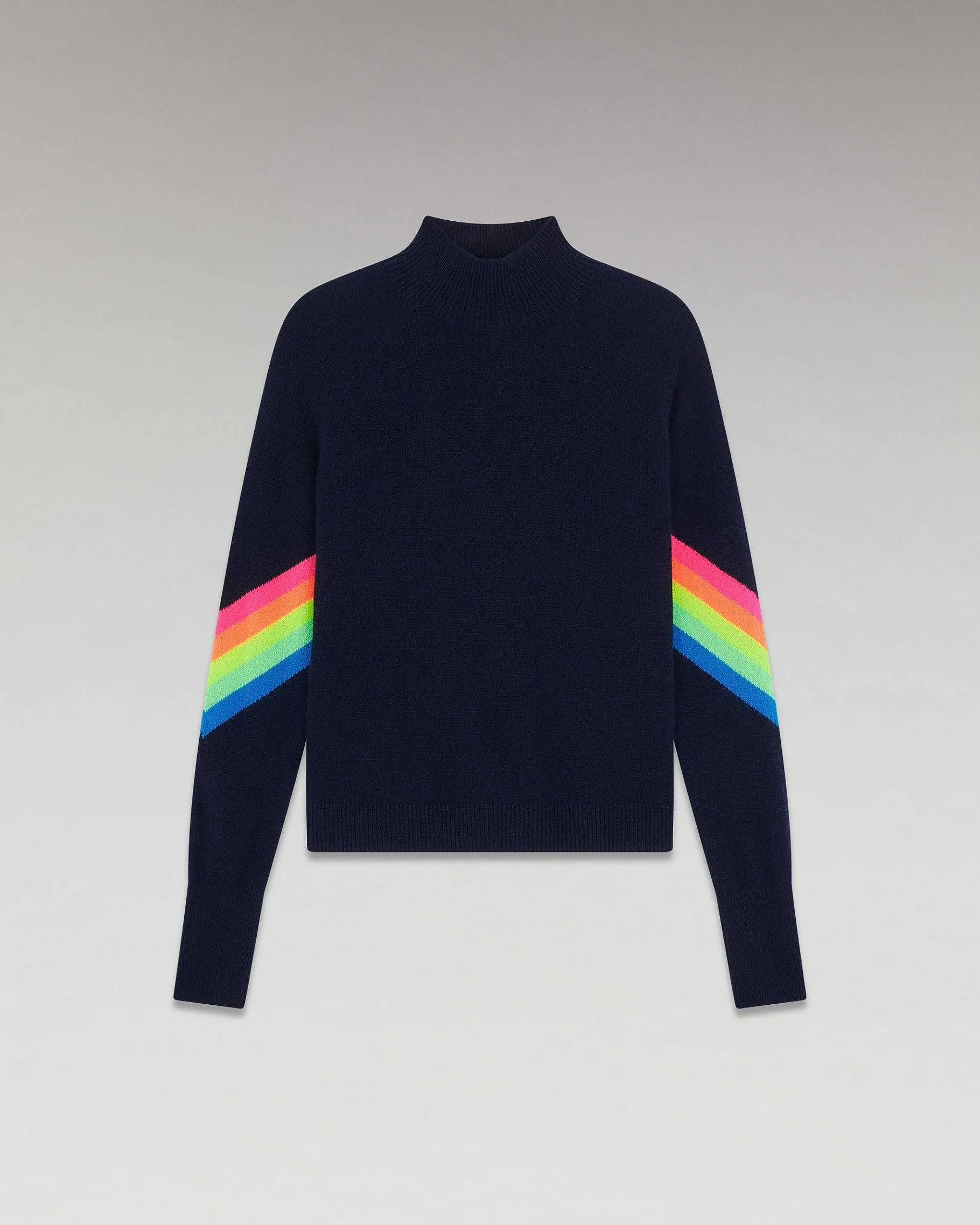 Outlet FROM FUTURE Pull Col Montant Bandes Manches Multico Leger Navy