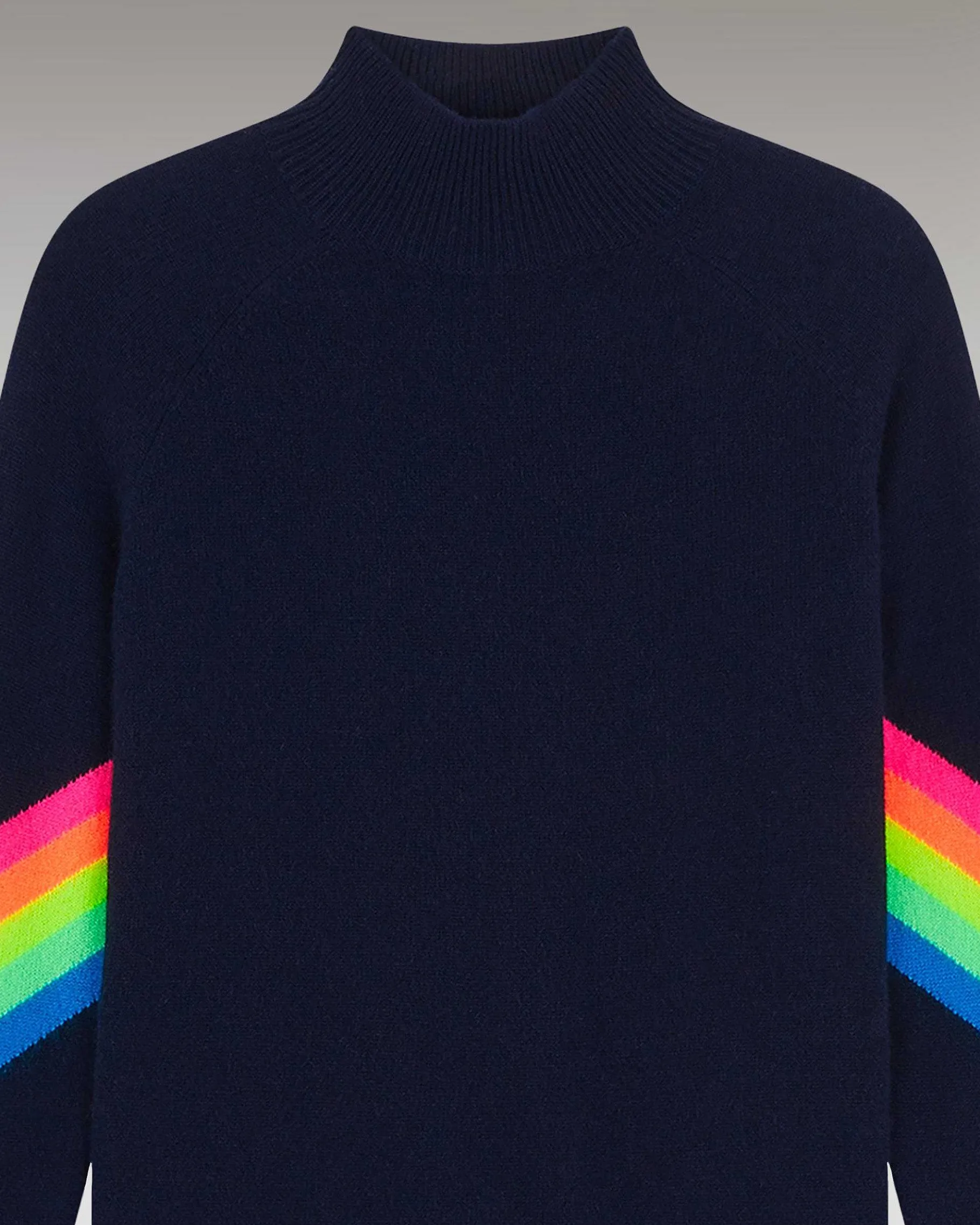 Outlet FROM FUTURE Pull Col Montant Bandes Manches Multico Leger Navy