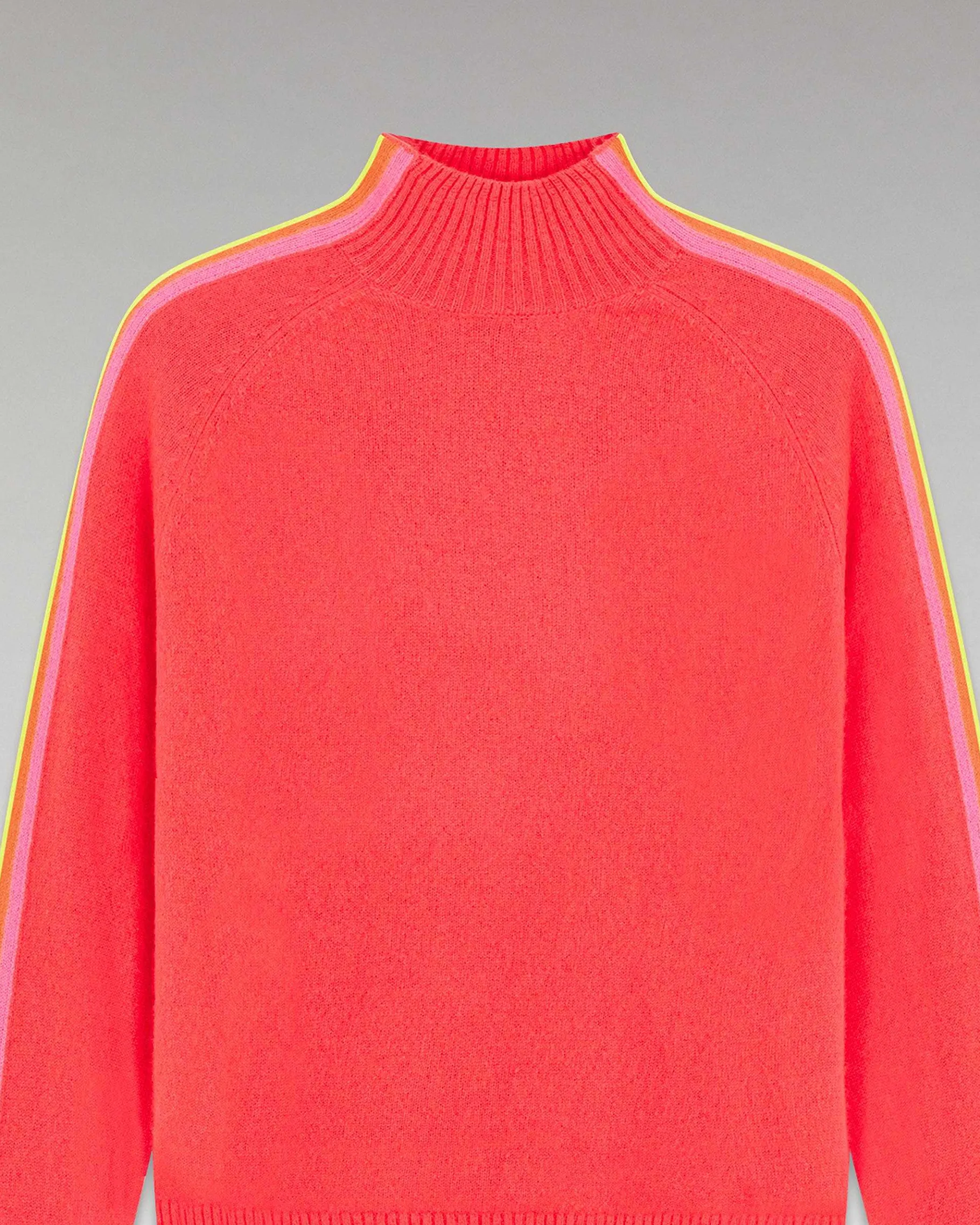 Outlet FROM FUTURE Pull Col Montant Bandes Manches Multicolore Leger Coral Pink