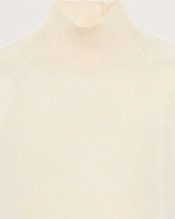 New FROM FUTURE Pull Col Montant Bandes Manches Multicolore Leger Ecru