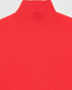 Sale FROM FUTURE Pull Col Montant Bandes Manches Multicolore Leger Rouge Vif