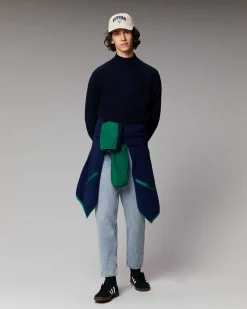 Best FROM FUTURE Pull Col Montant Basique Leger Navy