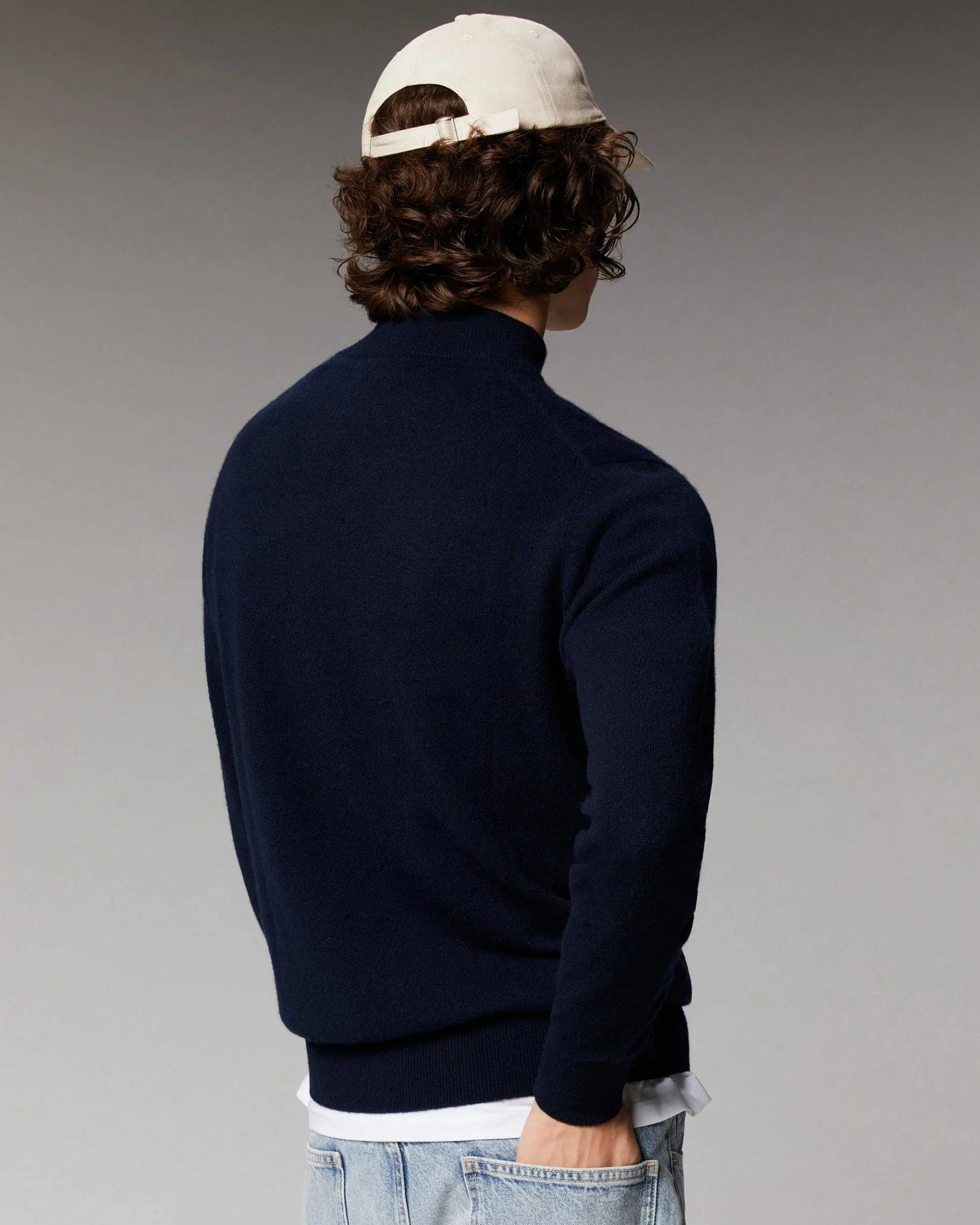Best FROM FUTURE Pull Col Montant Basique Leger Navy