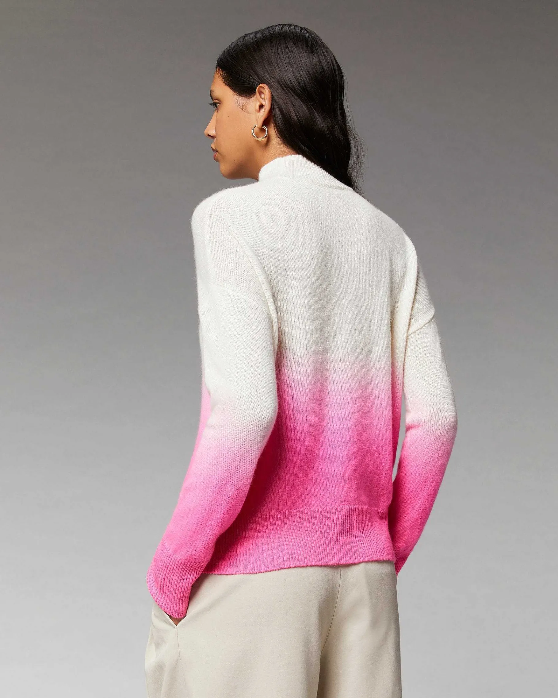 Hot FROM FUTURE Pull Col Montant Dip Dye Leger Acid Blue