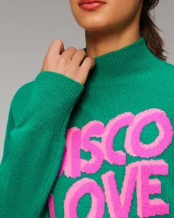 New FROM FUTURE Pull Col Montant Disco Love Club Winter Green